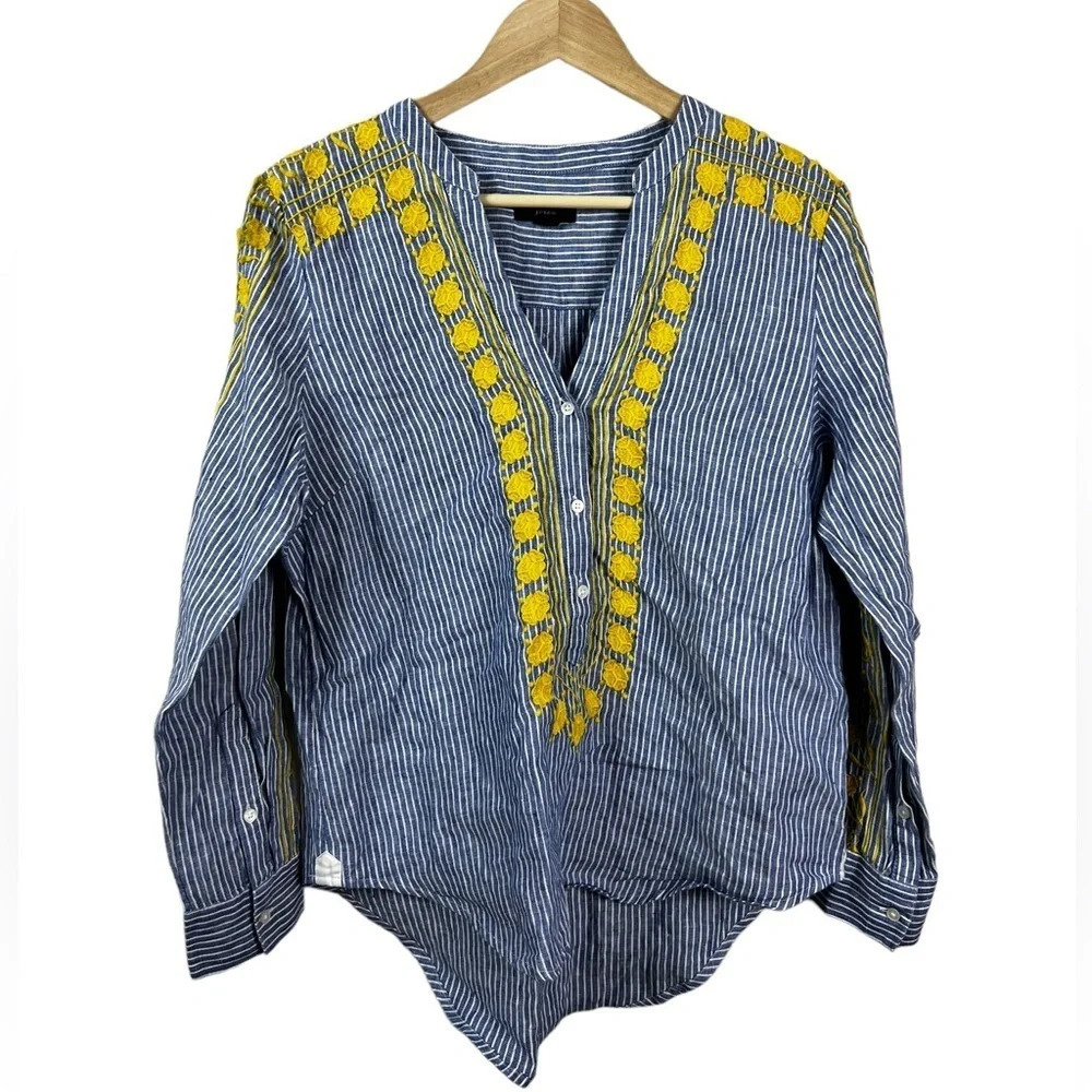 J. Crew • Embroidered V-neck Tunic in Stripe